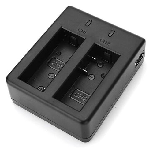 Зарядное устройство для двух аккумуляторов BC-SJ4000C экшн камер 4.2V 0.75A от сети, повербанка Черный фото №4