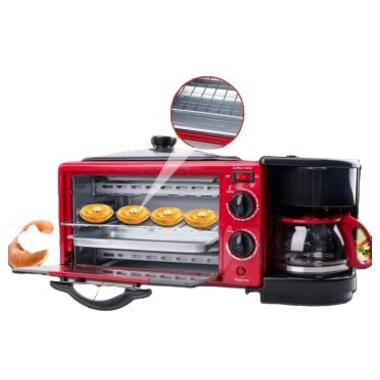 Багатофункціональна машина для сніданку Haeger HG-5308 тостер, духовка, кавник 1250 Вт червоний/чорний (HG-5308_1496) фото №3