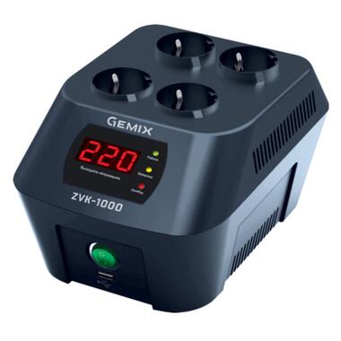 Стабілізатор напруги Gemix ZVK-1000, 1000 ВА/700 Вт, 4xEURO (2 розетки зі стабілізацією та 2 з фільт (ZVK1000.700W) фото №1