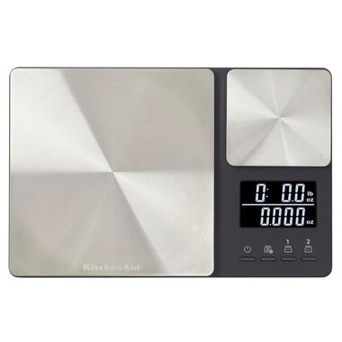 Ваги кухонні KitchenAid Measuring, з подвійною платформою, Black with Stainless Steel (KQ909G) фото №1