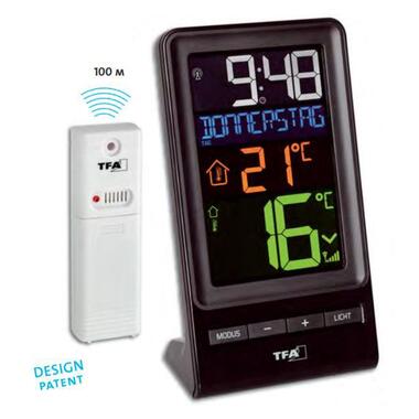 Термометр цифровой TFA SPIRA чёрный внешний радиодатчик 83x55x152 мм 30306401 фото №3
