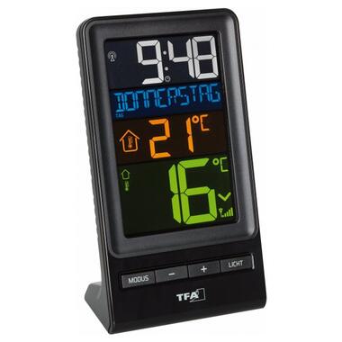 Термометр цифровой TFA SPIRA чёрный внешний радиодатчик 83x55x152 мм 30306401 фото №1