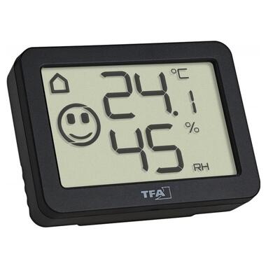 Термогігрометр цифровий TFA, індикатор рівня комфорту для 4 зон, чорний, 55х15х40 мм (30505501) фото №1