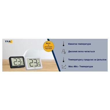 Термометр кімнатний цифровий TFA, білий, 55х40х15 мм (30106502) фото №6