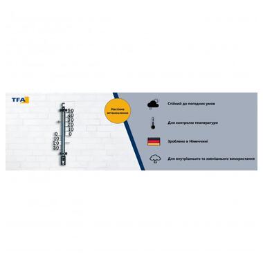 Термометр вуличний TFA, метал, чорний, з кріпленням, 65x18x275 мм (12500101) фото №5