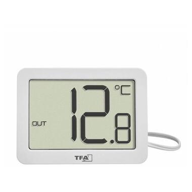 Термометр цифровий TFA кімнатний/вуличний, провідний датчик, білий, 55x15x40 мм (30106602) фото №3