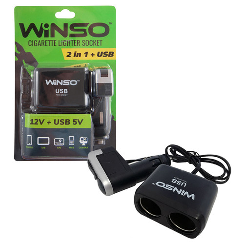 Розгалужувач гнізда прикурювача із запобіжником Winso 2 в 1 USB 12V USB 5V (200120) фото №2