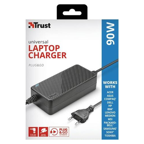 Адаптер питания Trust Plug &Go 90W Universal Laptop Charger BLACK (JN6320194) фото №1