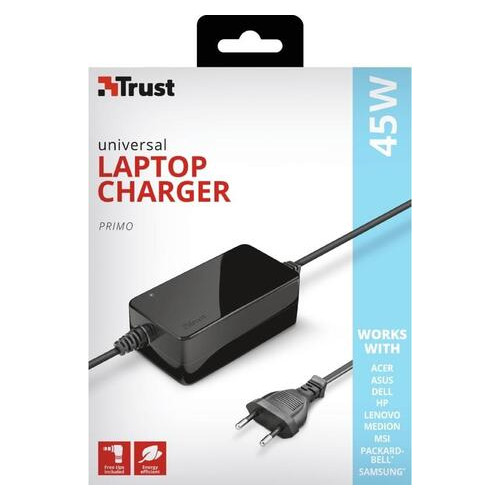 Адаптер питания Trust Primo 45W Universal Laptop Charger BLACK (JN6321904) фото №2