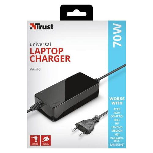 Адаптер питания Trust Primo 70W-19V Universal Laptop Charger BLACK (JN6322141_TRUST) фото №1