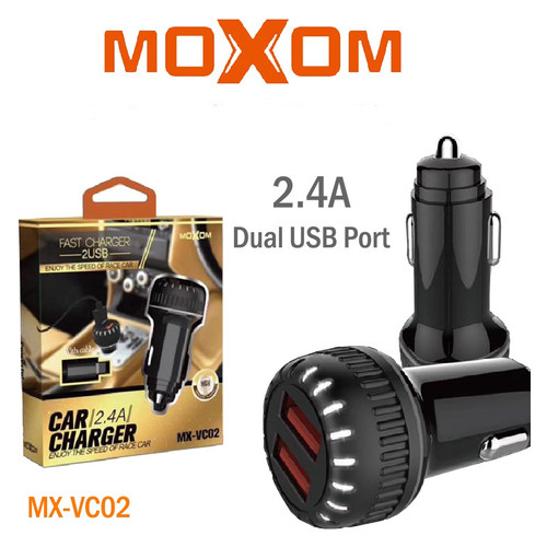 Адаптер автомобильный Moxom Lightning cable MX-VC02 |2USB, 2.4A| Black фото №1