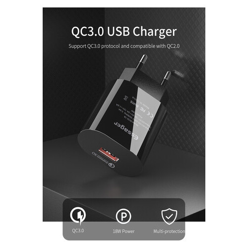 Зарядное устройство Quick Charge 3.0 ESSAGER 1xUSB фото №10