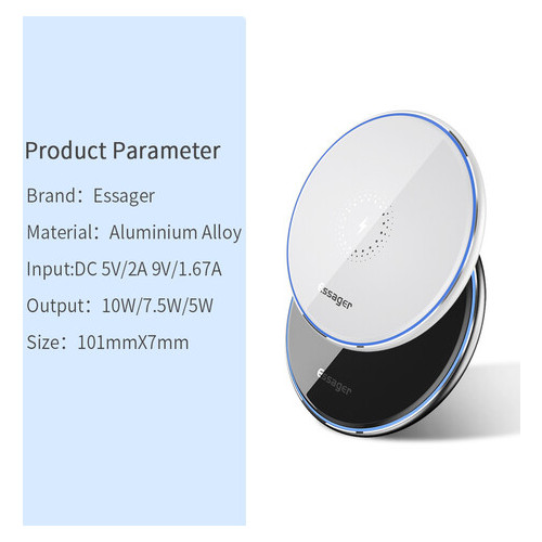 Бездротовий зарядний пристрій ESSAGER Charge Wireless white фото №10