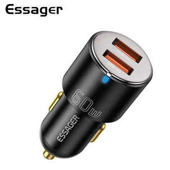 Автомобільний адаптер City Dual ESSAGER для заряджання на 2 USB 60W фото №1