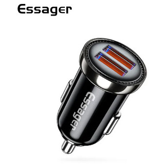 Автомобільний адаптер Turbo ESSAGER для заряджання на USB та Type-C 12W фото №1