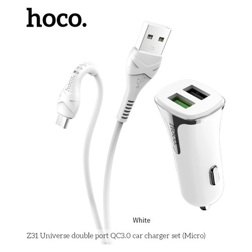 Адаптер автомобильный Hoco Universe Micro cable Z31 White фото №1
