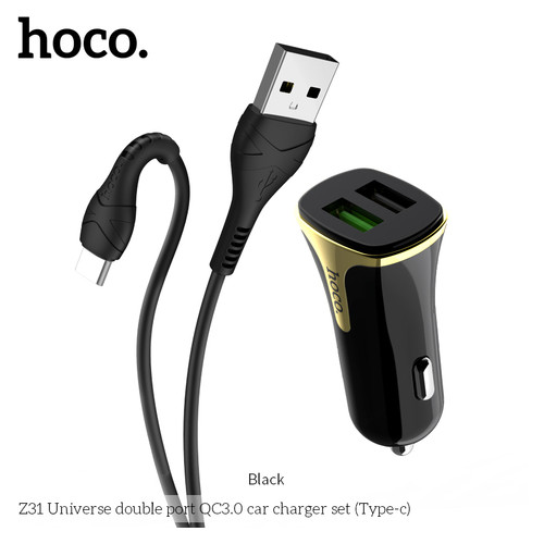 Адаптер автомобильный Hoco Universe Type-C cable Z31 Black фото №1