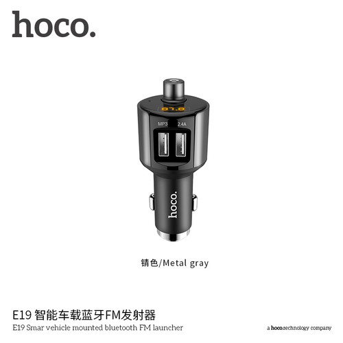 Адаптер автомобильный Hoco FM E19 2 Usb Black (14223) фото №1