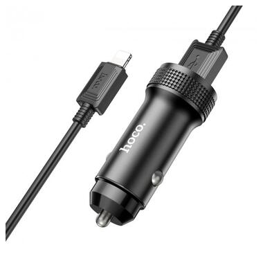 Адаптер автомобільний Hoco Lightning Cable Level dual port Car charger Z49 |2USB, 12W, 2.4A| чорний фото №3