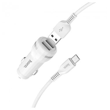 Адаптер автомобільний Hoco Micro cable Z27 |2USB, 2.4A| білий фото №1