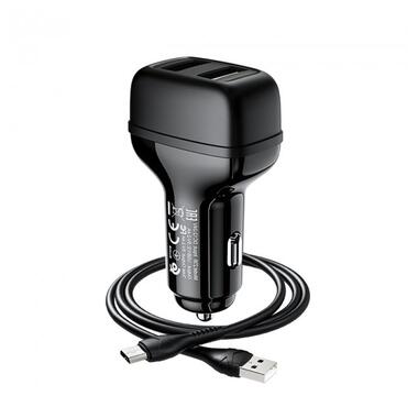 Адаптер автомобільний Hoco Micro USB Cable Leader Z36 |2USB, 2.4A| чорний фото №2