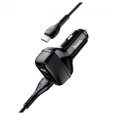Адаптер автомобільний Hoco Micro USB Cable Leader Z36 |2USB, 2.4A| чорний фото №1
