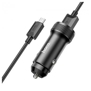 Адаптер автомобільний Hoco Micro USB Cable Level dual port Car charger Z49 |2USB, 12W, 2.4A| чорний фото №3