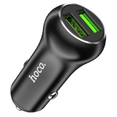 Адаптер автомобільний Hoco Sharp speed dual port Car charger Z37 |2USB, QC3.0, 3A, 36W| чорний фото №1