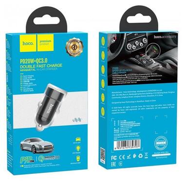 Адаптер автомобільний HOCO Speed Up Z32B USB, Type-C, 3A, QC, 20W, чорний фото №5