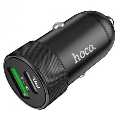Адаптер автомобільний HOCO Speed Up Z32B USB, Type-C, 3A, QC, 20W, чорний фото №2
