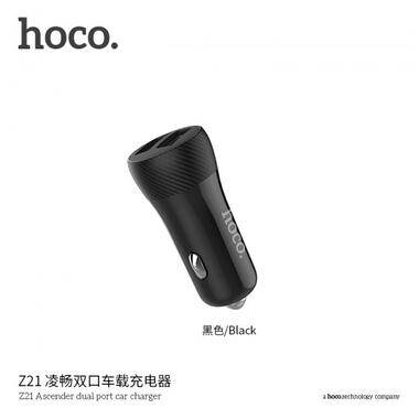 Адаптер автомобільний Hoco Z21 |2USB, 3.4А| чорний фото №2