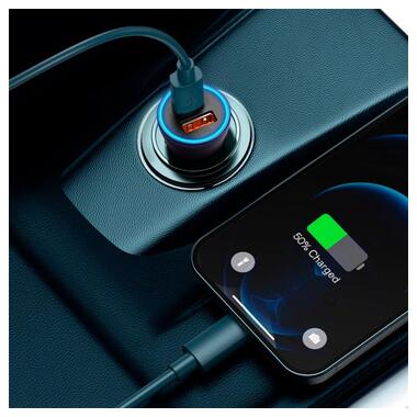 Адаптер автомобільний  Baseus Golden Contactor Max Dual Fast Charger Car Charger | 1USB/1Type-C, QC/PD, 60W/3A| сірий фото №5