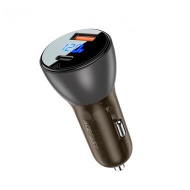 Адаптер автомобильный AceFast metal Car charger with digital display B6 |1USB/1Type-C, 63W/6A, PD/QC| черный фото №3