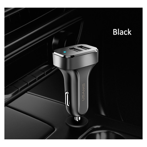 Автомобільний адаптер Usams US-CC087 C13 2.1A Dual USB Car Charger | 2USB, 2.1A | Black фото №1