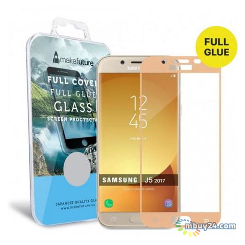 Захисне скло MakeFuture для Samsung Galaxy J5 (2017) SM-J530 Gold Full Glue, 0.33 mm, 2.5D (MGFCFG-SJ530G) фото №1