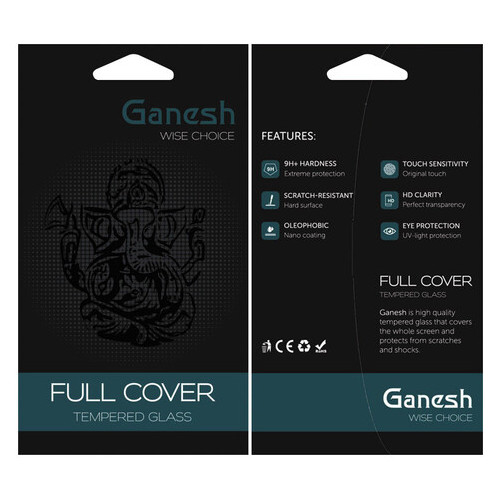Захисне скло Ganesh (Full Cover) Apple iPhone 13/13 Pro (6.1) Чорний фото №3