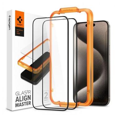 Захисне скло Spigen Apple iPhone 15 Pro Max Glas.tR AlignMaster FC Black (2P) (AGL06875) фото №1