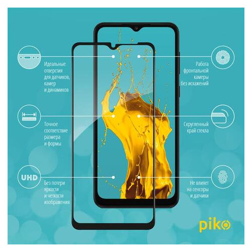 Захисне скло Piko Samsung Galaxy A03 SM-A032 Black Full Glue 0.3mm 2.5D (1283126519130) фото №2