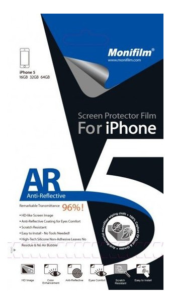 Захисна плівка Monifilm для Apple iPhone 5/5S/5C (front back)/AR (M-APL-I510) фото №1