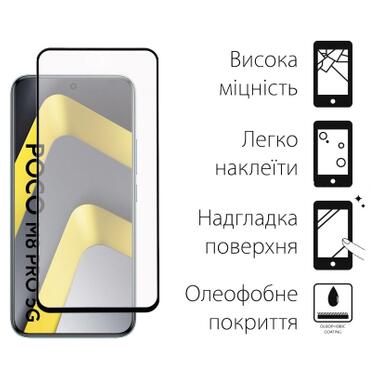Стекло защитное Dengos Full Glue POCO M8 Pro 5G Black (TGFG-429) фото №2