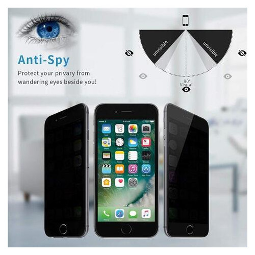 Захисне скло Privacy 5D Epik full glue (тех.пак) Apple iPhone 11/XR (6.1) Чорний фото №2