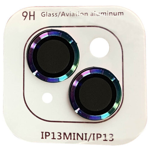 Захисне скло Epik Metal Classic на камеру (в упак.) Apple iPhone 13 mini / 13 Срібний / Rainbow фото №1