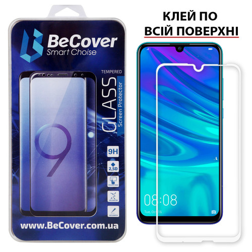 Захисне скло BeCover Full Glue & Cover для Huawei P Smart 2019 White (703137) фото №5