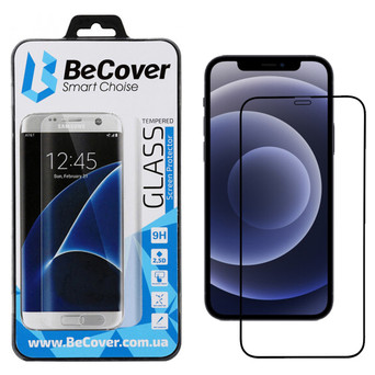 Захисне скло BeCover для Apple iPhone 12 Black (705375) фото №1