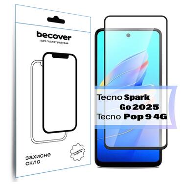 Защитное стекло BeCover Tecno Spark Go 2025/ Pop 9 4G (KL4h) Black (713682)  фото №1