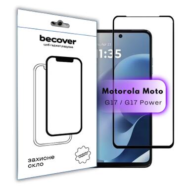 Стекло защитное BeCover Motorola Moto G17 / G17 Power Black (715137) фото №1