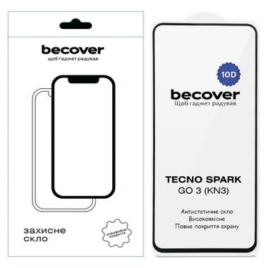 Стекло защитное BeCover 10D Tecno Spark Go 3 (KN3) Black (715167) фото №1