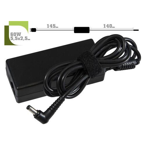 Блок живлення 1StCharger для ноутбука Dell 19V 60W 3.16A 5.5х2.5мм кабель живлення (AC1STDE60WD) фото №1
