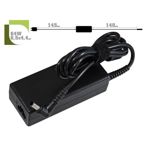 Блок живлення 1StCharger для ноутбука Sony 16V 64W 4A 6.5х4.4мм кабель живлення (AC1STSO64WA1) фото №1