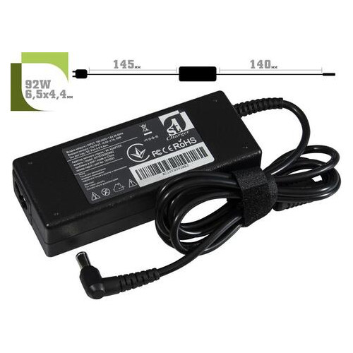 Блок живлення 1StCharger для ноутбука Sony 19.5V 92W 4.7A 6.5х4.4мм кабель живлення (AC1STSO92WA2) фото №2